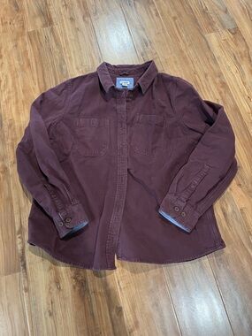 L.L. Bean Men's Button-Up Shirt Burgundy Long Sleeve